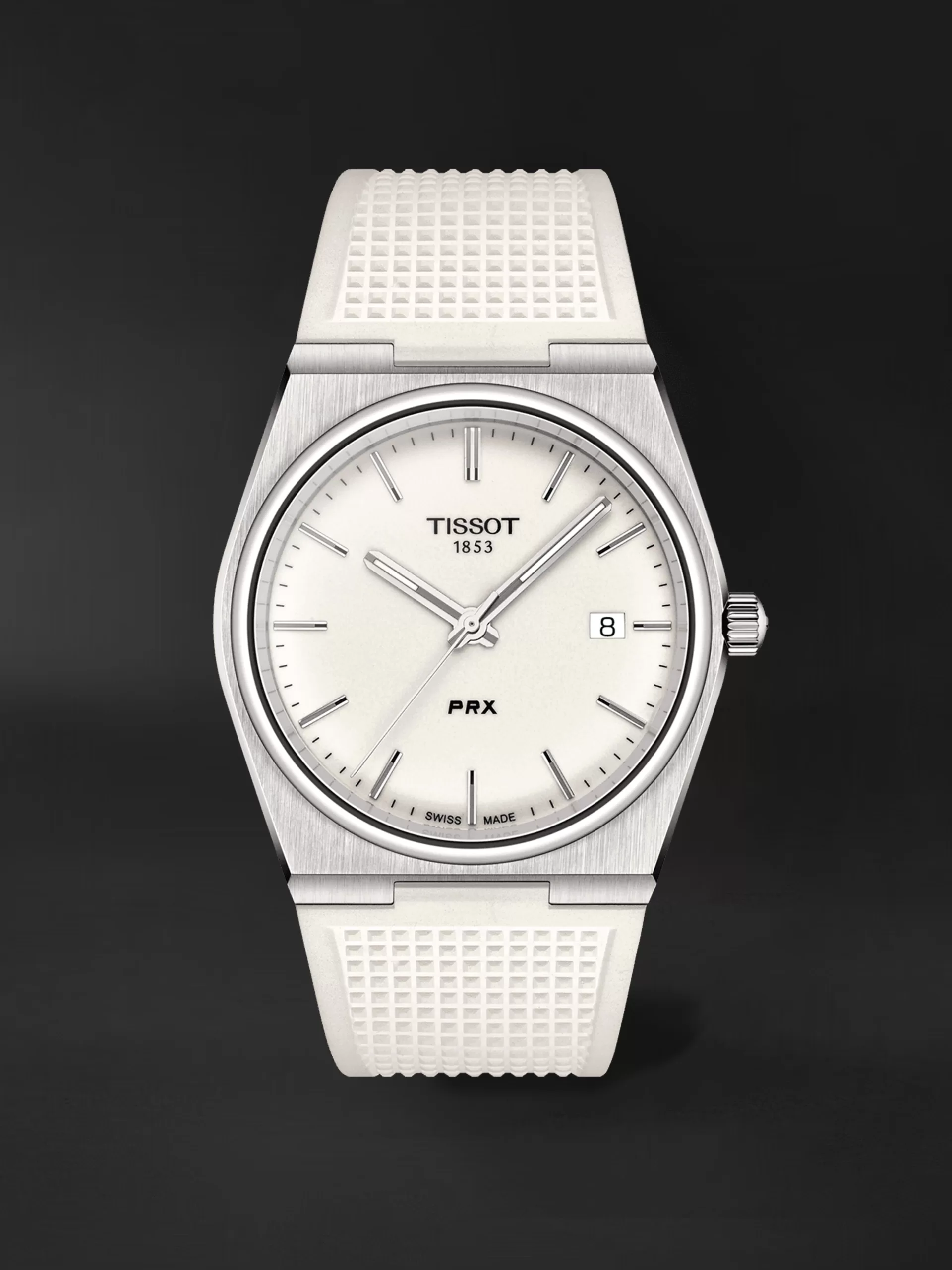 Tissot PRX Uomo Orologio Al Quarzo – Quadrante Bianco, Cinturino In Silicone, 40mm, Impermeabile 100m (T137.410.17.011.00)