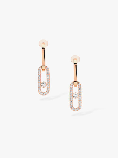 Messika boucles oreilles diamant or rose move link pendantes